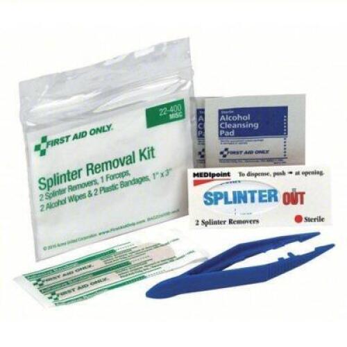 DESCRIPTION: (1) BAG OF APPROX (50) SPLINTER REMOVAL KITS BRAND/MODEL: FIRST AID ONLY #39P066 INFORMATION: SPLINTER & TICK, 1 PEOPLE SERVED, 7 COMPONE