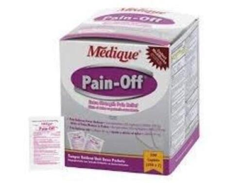 DESCRIPTION: (6) BOXES OF (100) PAIN RELIEF TABLETS BRAND/MODEL: MEDIQUE #483T80 SIZE: 50 DOSES PER BOX RETAIL$: $10.64 EA QTY: 6
