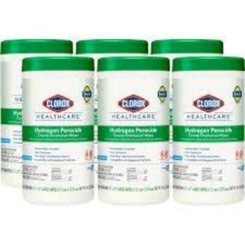 DESCRIPTION: (6) CANS OF DISINFECTING WIPES BRAND/MODEL: CLOROX #401Z40 INFORMATION: GREEN CANISTER, HYDROGEN PEROXIDE, CHERRY ALMOND SIZE: 95 WIPES I
