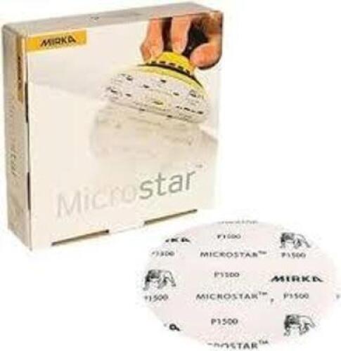 DESCRIPTION: (10) BOXES OF (50) MICROSTAR GRIP DISCS BRAND/MODEL: MIRKA #FM-608-1500 INFORMATION: GRIT P1500 SIZE: 3" RETAIL$: $31.59 EA QTY: 10