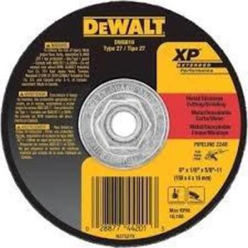 DESCRIPTION: (5) GRINDING DISCS BRAND/MODEL: DEWALT #DW8819 INFORMATION: TYPE 27 SIZE: 6" X 1/8" X 5/8" - 11 RETAIL$: $5.29 EA QTY: 5