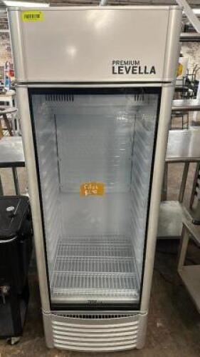 DESCRIPTION PREMIUM LEVELLA SINGLE DOOR MERCHANDISER COOLER. BRAND / MODEL: PREMIUM LEVELLA PRF90DX ADDITIONAL INFORMATION 115 VOLT, 1 PH. TESTED AND