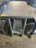 DESCRIPTION 30" X 18" STAINLESS TABLE ON CASTERS. ADDITIONAL INFORMATION W/ GALV UNDER SHELF. SIZE 30" X 18" LOCATION BAY 6 QTY 1 - 2