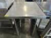DESCRIPTION 36" X 30" ALL STAINLESS TABLE W/ LOWER TRAY RACK STORAGE. SIZE 36" X 30" LOCATION BAY 6 QTY 1