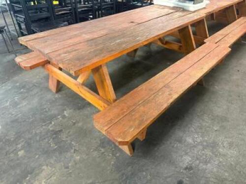 DESCRIPTION 72" WOODEN PICNIC TABLE W/ BENCH SEATS. SIZE 72" LOCATION BAY 6 QTY 1