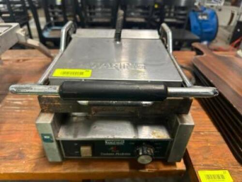 DESCRIPTION WARING ELECTRIC PANINI GRILL BRAND / MODEL: WARING WFG150 ADDITIONAL INFORMATION 120 VOLT LOCATION BAY 6 QTY 1