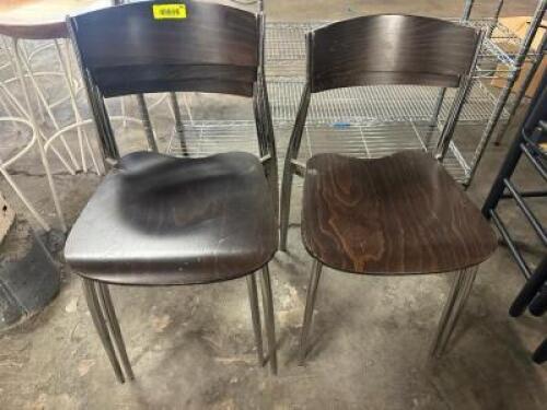 DESCRIPTION (5) LAMINATE WOOD STACK CHAIRS W/ CHROME WIRE FRAMES. THIS LOT IS: SOLD BY THE PIECE LOCATION BAY 6 QTY 5