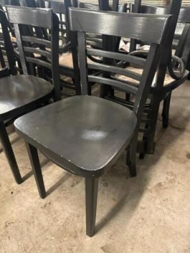 DESCRIPTION (14) WOODEN LADDER BACK CHAIRS. ADDITIONAL INFORMATION DO NOT MATCH CHAIRS IN LOT 42. THIS LOT IS: SOLD BY THE PIECE LOCATION BAY 6 QTY 14