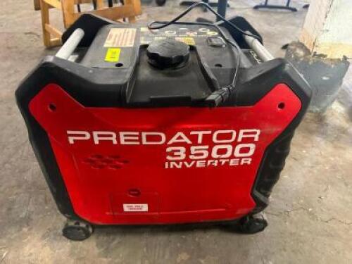 DESCRIPTION PREDATOR 3500 INVERTER GAS POWERED GENERATOR. BRAND / MODEL: PREDATOR 3500 INVERTER ADDITIONAL INFORMATION RETAILS NEW FOR $800 LOCATION B