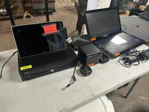 DESCRIPTION TOAST SINGLE TERMINAL TOUCH SCREEN POS SYSTEM W/ CASH DRAWER, (2) WALL TERMINALS, TABLET, HAND HELD, AND TICKET PRINTER. BRAND / MODEL: TO