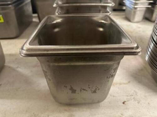 DESCRIPTION (8) 1/6TH SIZE STAINLESS INSERTS W/ LIDS. ADDITIONAL INFORMATION 6" DEPP THIS LOT IS: SOLD BY THE PIECE LOCATION BAY 6 QTY 8