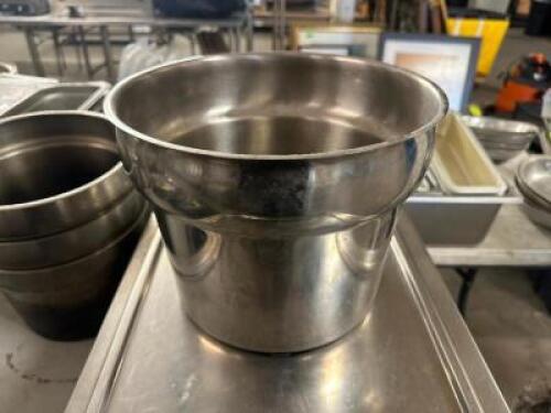 DESCRIPTION (4) 11" ROUND STAINLESS INSERTS. THIS LOT IS: SOLD BY THE PIECE LOCATION BAY 6 QTY 4