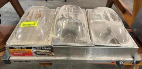DESCRIPTION WARING THREE GROUP HEATED BUFFET SERVER BRAND / MODEL: WARING. LOCATION BAY 6 QTY 1