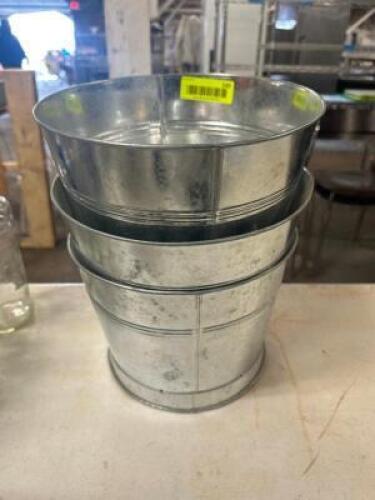 DESCRIPTION (3) TIN BAR BUCKETS. THIS LOT IS: ONE MONEY LOCATION BAY 6 QTY 1
