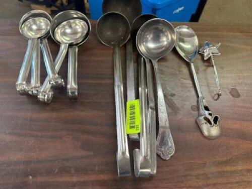 DESCRIPTION (1) LOT OF ASSORTED STAINLESS LADLES AND SPOONS THIS LOT IS: ONE MONEY LOCATION BAY 6 QTY 1