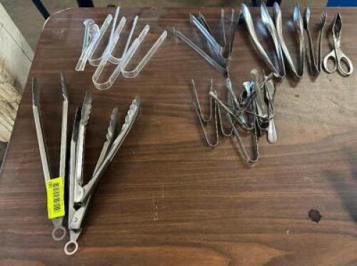 DESCRIPTION (1) LOT OF ASSORTED STAINLESS TONGS THIS LOT IS: ONE MONEY LOCATION BAY 6 QTY 1