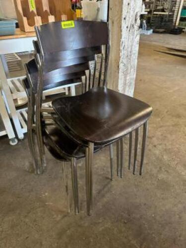 DESCRIPTION (4) LAMINATE WOOD STACK CHAIRS W/ CHROME WIRE FRAMES. THIS LOT IS: SOLD BY THE PIECE LOCATION BAY 6 QTY 4