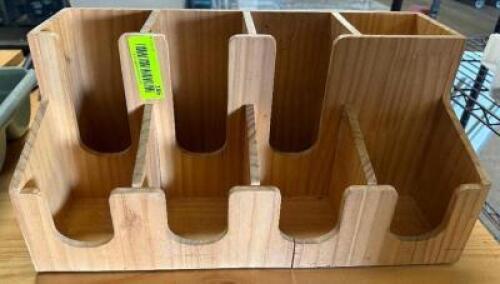 DESCRIPTION WOODEN BEVERAGE STATION ORGANIZER. LOCATION BAY 6 QTY 1