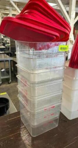 DESCRIPTION (4) 6 QT PLASTIC CONTAINERS THIS LOT IS: SOLD BY THE PIECE SIZE 6 QT LOCATION BAY 6 QTY 4