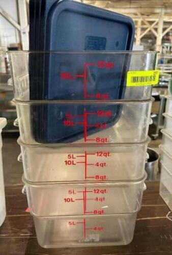 DESCRIPTION (4) 12 QT PLASTIC CONTAINERS W/ LIDS THIS LOT IS: SOLD BY THE PIECE SIZE 12 QY LOCATION BAY 6 QTY 4