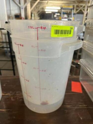 DESCRIPTION (2) 8 QT PLASTIC CONTAINERS. THIS LOT IS: ONE MONEY LOCATION BAY 6 QTY 1