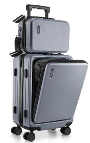 GREY TWO PIECE CARRY ON HARD LUGGAGE