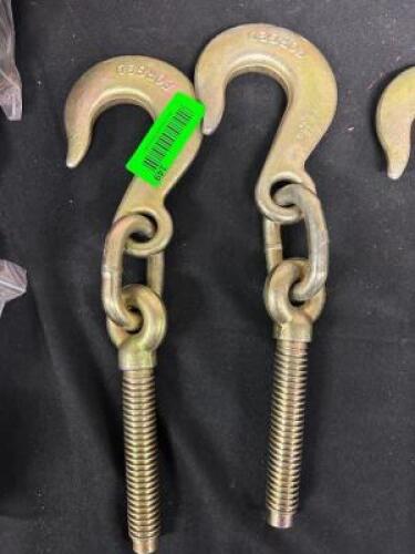 (2)- HEAVY DUTY OPEN EYE SLING HOOKS WITH THREADS