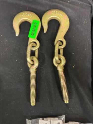(2)- HEAVY DUTY OPEN EYE SLING HOOKS WITH THREADS