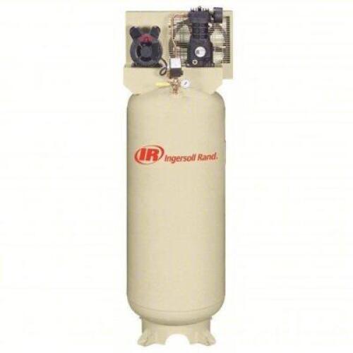 DESCRIPTION: (1) ELECTRIC AIR COMPRESSOR BRAND/MODEL: INGERSOLL RAND #4YW09 SIZE: 3 HP, 1 STAGE, VERTICAL, 60 GAL TANK, 10.3 CFM, 240V AC RETAIL$: $12