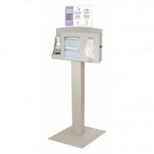 DESCRIPTION: (1) RESPIRATORY HYGIENE STATION BRAND/MODEL: BOWMAN DISPENSERS #45UZ66 INFORMATION: WHITE, 3 COMPARTMENTS SIZE: 18" W X 18" D RETAIL$: $4