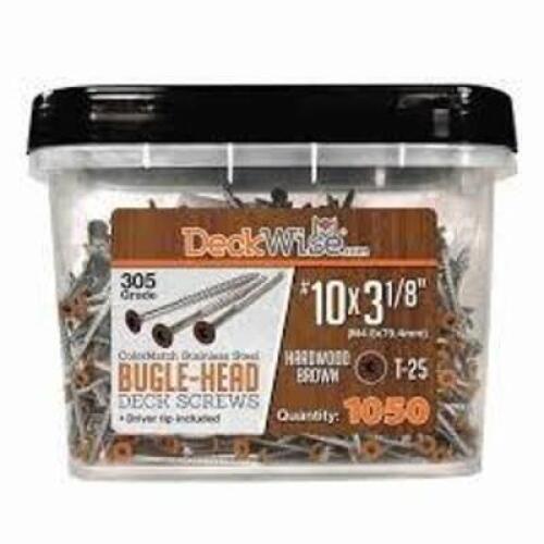 DESCRIPTION: (1) BOX OF (1000) WOOD DECK SCREWS BRAND/MODEL: BUGLE-HEAD #3VNW6 INFORMATION: STAINLESS STEEL SIZE: # X 3-1/2" RETAIL$: $289.95 EA QTY: