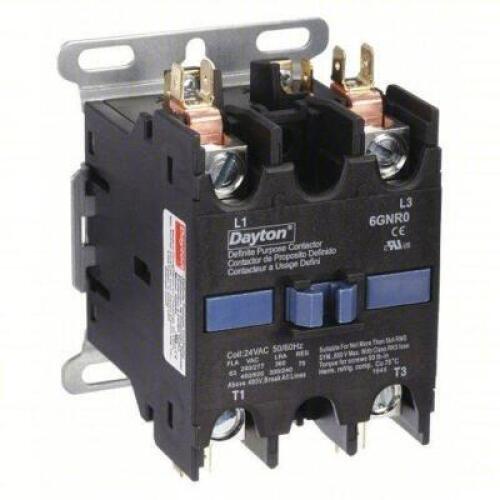 DESCRIPTION: (5) DEFINITE PURPOSE CONTACTOR BRAND/MODEL: DAYTON #6GNR0 INFORMATION: 2 POLE, 24 V AC, 60 HZ RETAIL$: $91.95 EA QTY: 5