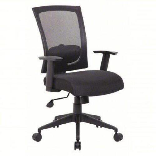 DESCRIPTION: (1) OFFICE CHAIR BRAND/MODEL: BOSS #B6706-BK INFORMATION: BLACK SIZE: 21 in Back Ht, 19 in Seat Wd, 19 in Seat Dp RETAIL$: $268.31 EA QTY