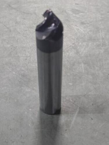 DESCRIPTION: (1) SOLID CARBIDE 30 DEG TAPER FORM BARREL CUTTER END MILL BRAND/MODEL: ACCUPRO 03327988 SIZE: 0.6250" SM. END DIA 5/8" SD 0.5469" LOC RE