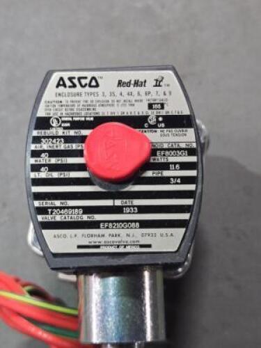 DESCRIPTION: (1) NORMALLY CLOSED SOLINOID VALVE BRAND/MODEL: ASCO REDHAT 8210G088 SIZE: 2 WAY 3/4" PIPE RETAIL$: $353.39 QTY: 1