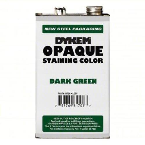 DESCRIPTION: (1) STAINING COLOR BRAND/MODEL: DYKEM OPAQUE #2GKX9 INFORMATION: DARK GREEN SIZE: 1 GALLON RETAIL$: $174.33 EA QTY: 1