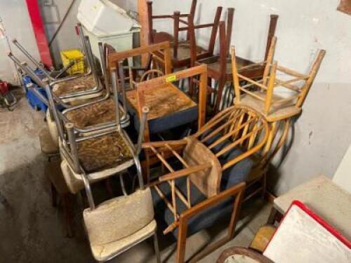LARGE GROUP OF ASSORTED CHAIRS SOLD AS SET.
