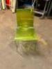 (9)- GREEN PLASTIC DINING CHAIRS - 6