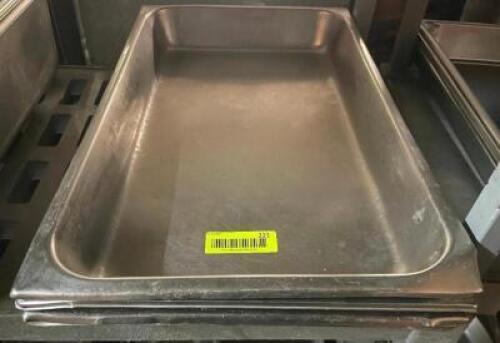 DESCRIPTION: (3) FULL SIZE STAINLESS INSERTS. ADDITIONAL INFORMATION 2" DEEP LOCATION: BAY 7 THIS LOT IS: SOLD BY THE PIECE QTY: 3