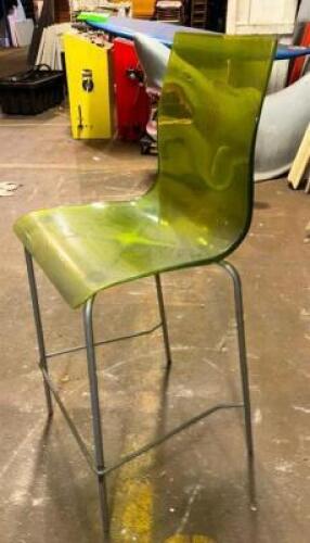 (6)- GREEN PLASTIC BARSTOOLS