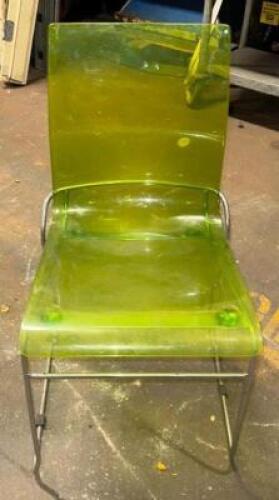 (10)- GREEN PLASTIC DINING CHAIRS