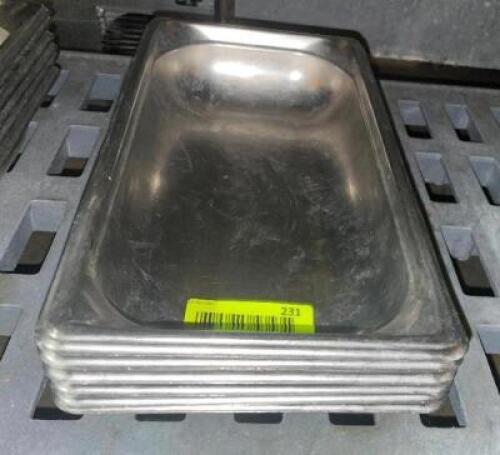 DESCRIPTION: (6) 1/3 SIZE STAINLESS INSERTS ADDITIONAL INFORMATION 2" DEEP LOCATION: BAY 7 THIS LOT IS: SOLD BY THE PIECE QTY: 6