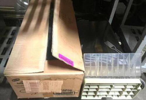 DESCRIPTION: (1) FORK AND (1) SPOON PLASTIC SILVERWARE DISPENSER TOWERS. LOCATION: BAY 7 THIS LOT IS: SOLD BY THE PIECE QTY: 2