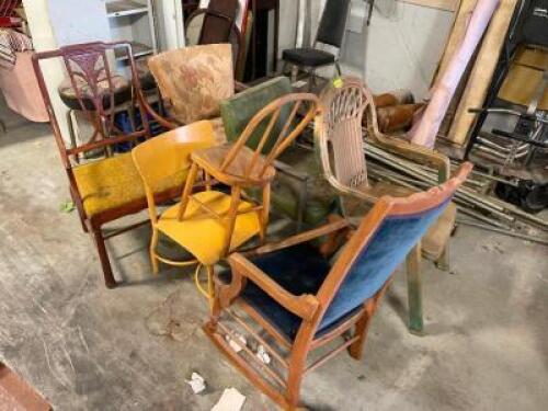 LARGE GROUP OF ASSORTED CHAIRS SOLD AS SET.