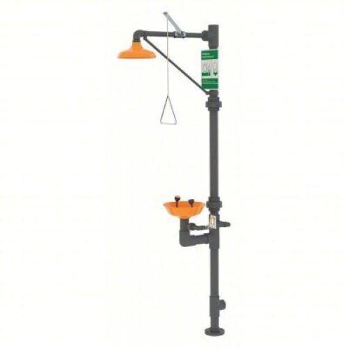DESCRIPTION: (1) SHOWER W/EYEWASHBRAND/MODEL: GUARDIAN/G1990INFORMATION: FLOOR MOUNT, PUSH PLATE ACTIVATION, 20GPMSIZE: 96-13/50 in&nbsp;HEIGHT, 11 3/4" BOWL DIAMETERRETAIL$: $1939.58QTY: 1