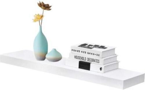 36 INCH WHITE MISSION FLOATING SHELF