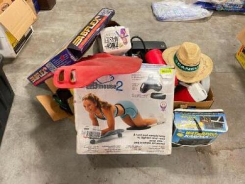 LARGE ASSORTMENT OF VINTAGE FITNESS EQUIPMENT SOLD AS SET.