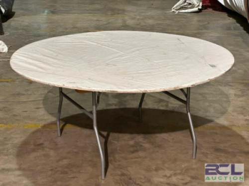 HEAVY DUTY ROUND FOLDING TABLE WITH COVER