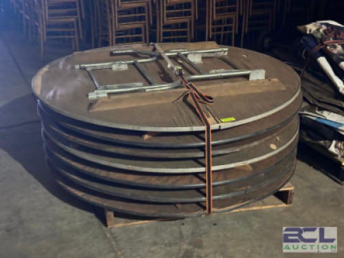 (7) - ROUND WOOD FOLDING TABLES