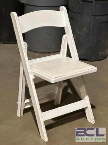 (5) - WHITE PADDED RESIN FOLDING CHAIRS